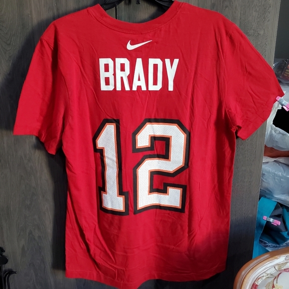 Nike #12 Brady Tampa Bay Buccaneers NFL T shirt Size M L👀K Tee-Shirt Tee GOAT - Picture 1 of 8